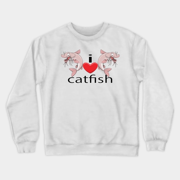 I Heart Catfish Crewneck Sweatshirt by Wickedcartoons